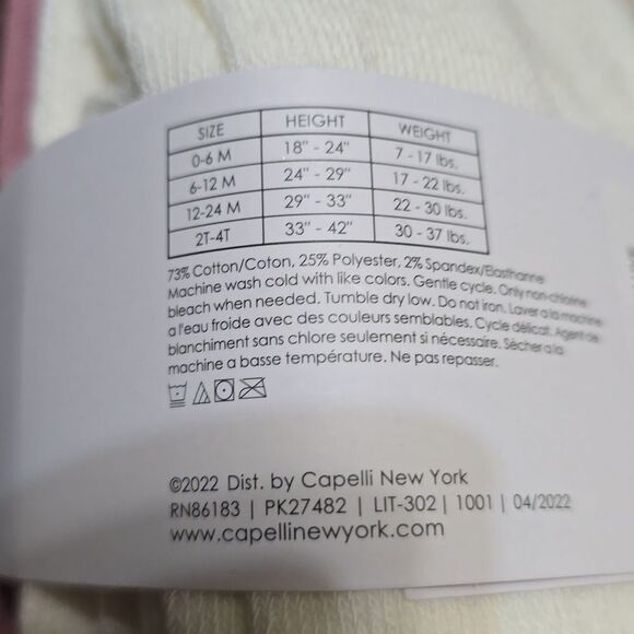 Capelli New York Sweater Tights 2-Pairs 6-12 Months - Picture 2 of 8